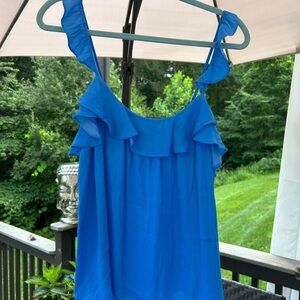 Lilly Pulitzer Vibrant Blue Ruffle Blouse